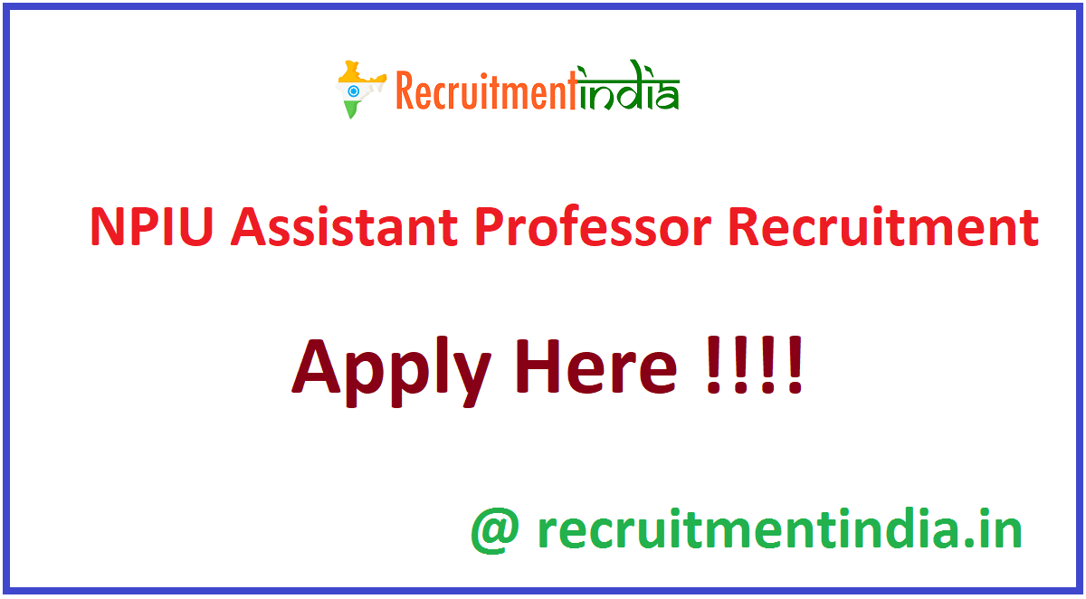 NPIU Assistant Professor Recruitment