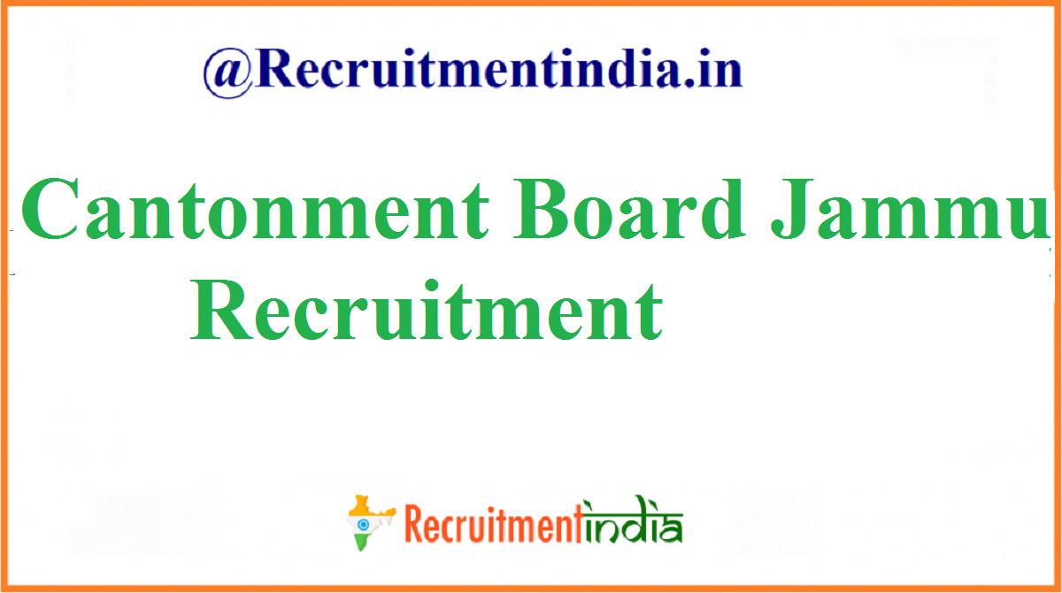 Cantonment Board Jammu Recruitment