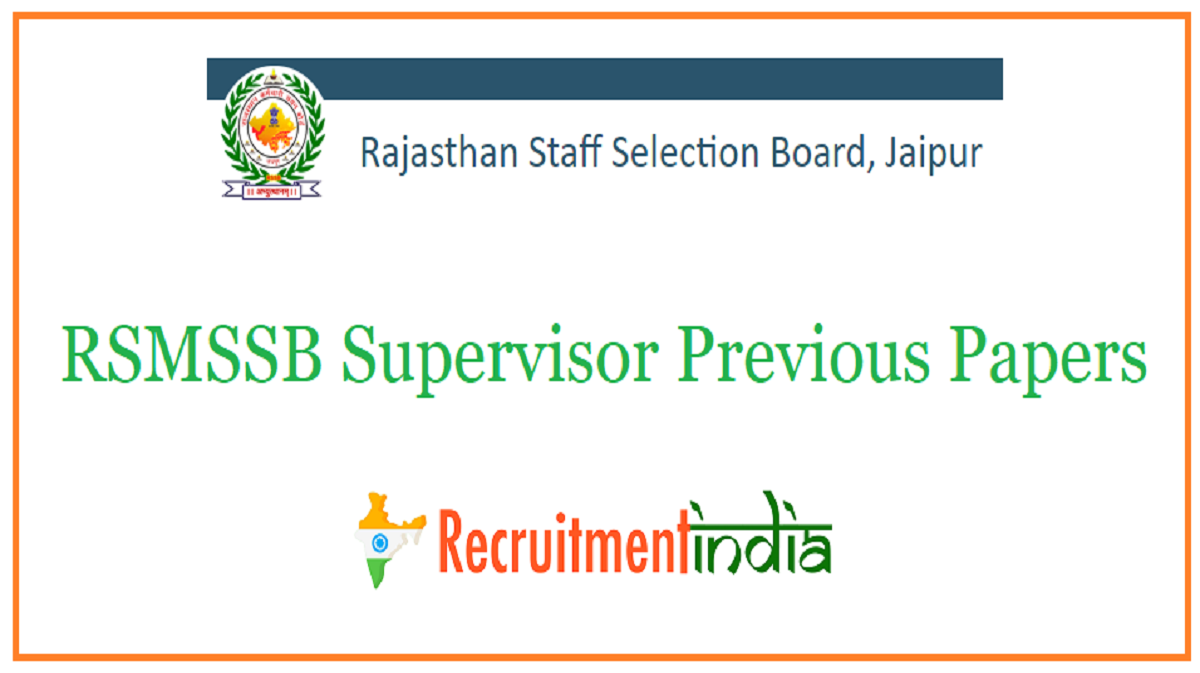 RSMSSB Supervisor Previous Papers