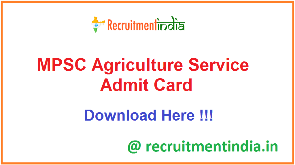MPSC Agriculture Service Admit Card 