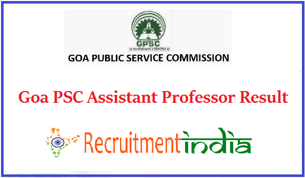 Goa PSC Assistant Professor Result