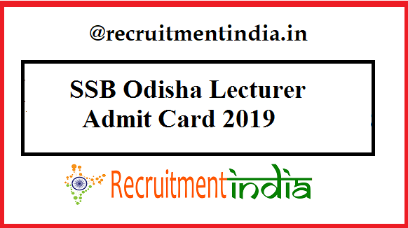 SSB Odisha Lecturer Admit Card