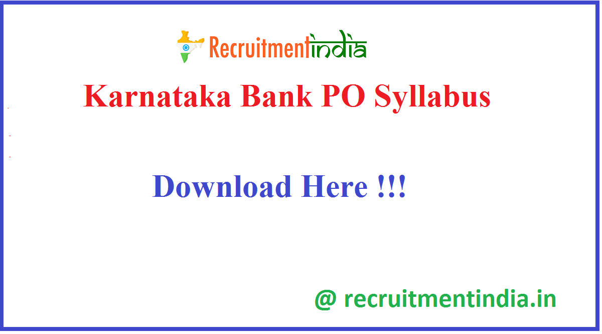 Karnataka Bank PO Syllabus 