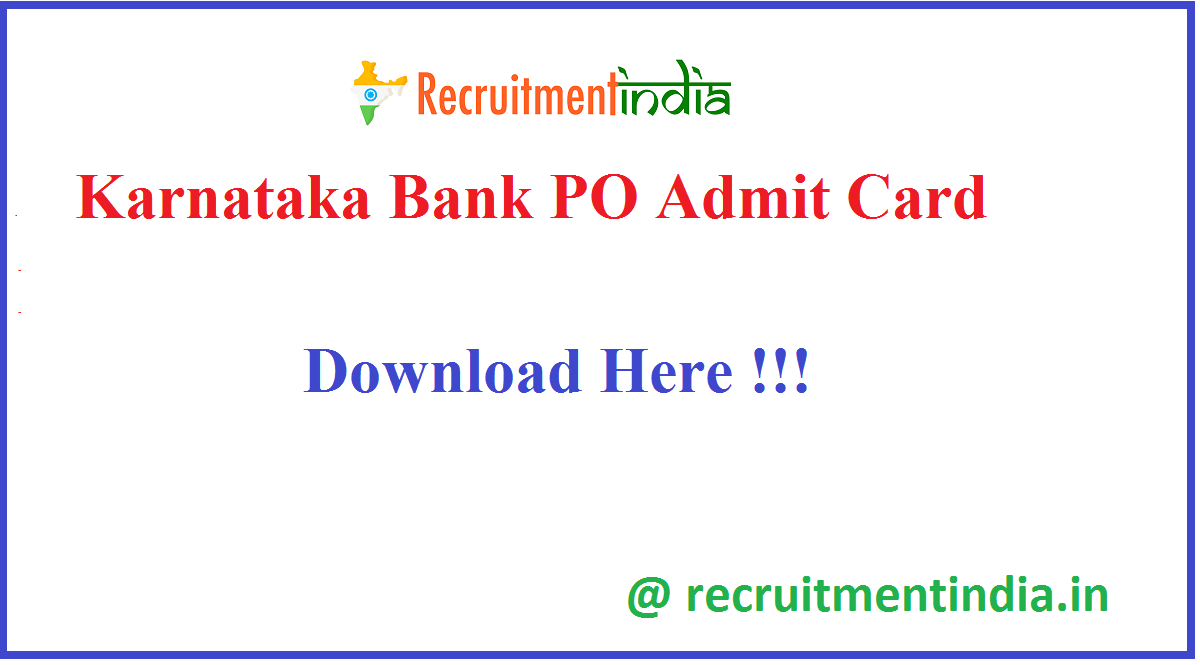 Karnataka Bank PO Admit Card 