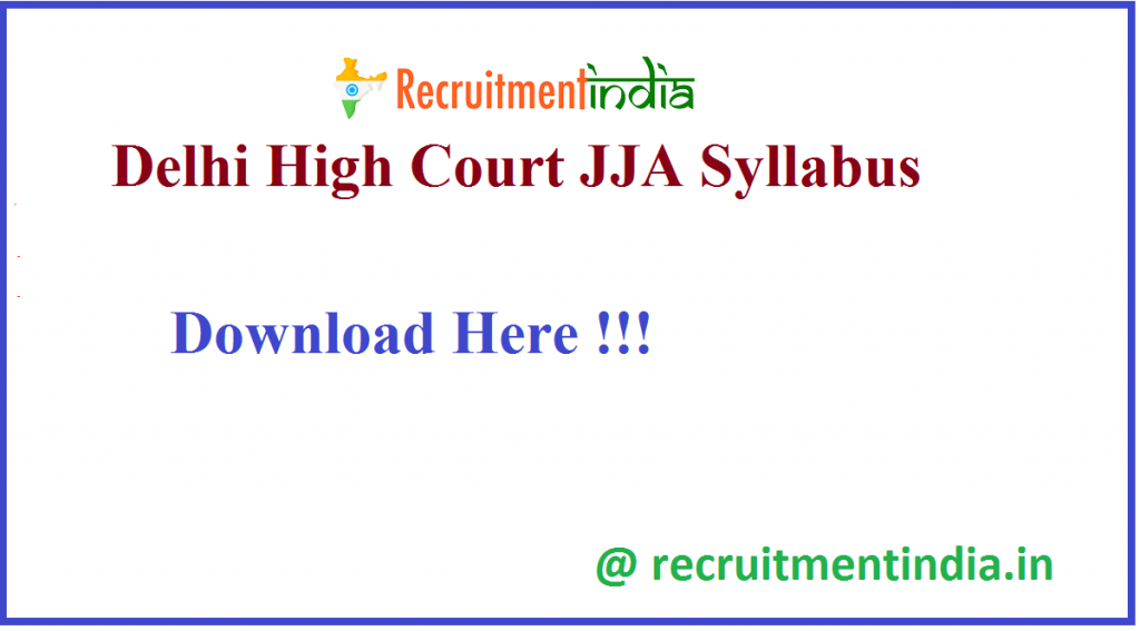 Delhi High Court JJA Syllabus 
