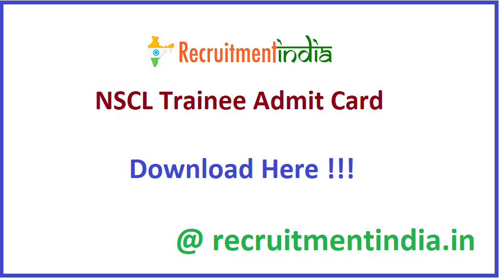 NSCL Trainee Admit Card 