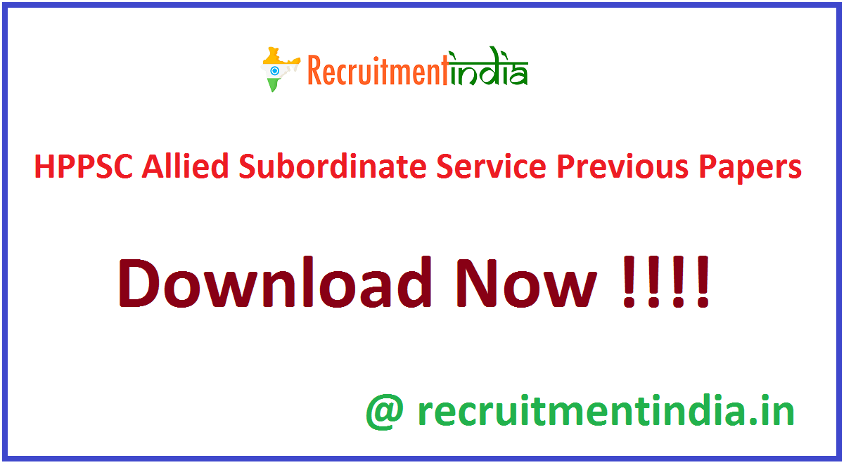HPPSC Allied Subordinate Service Previous Papers