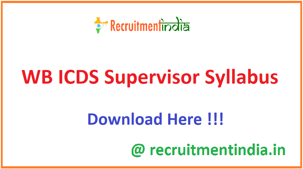 WB ICDS Supervisor Syllabus 