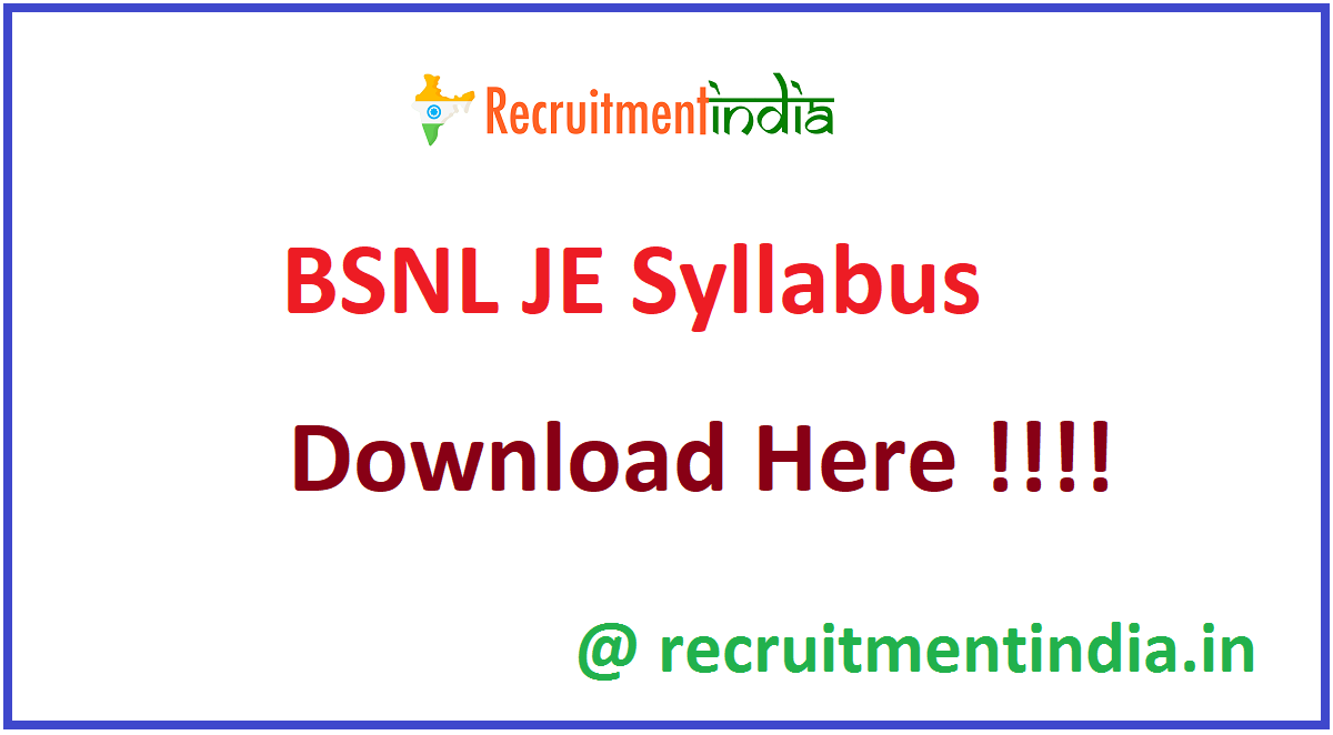 BSNL JE Syllabus
