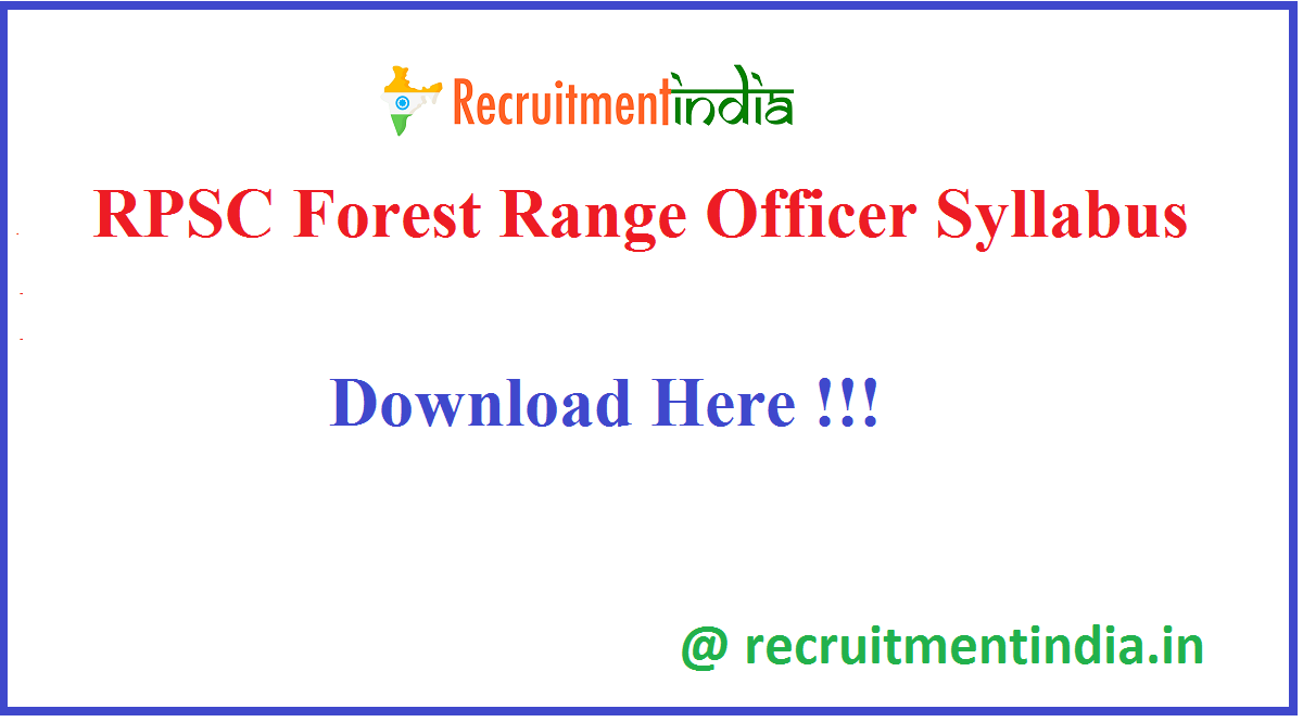 RPSC Forest Range Officer Syllabus 