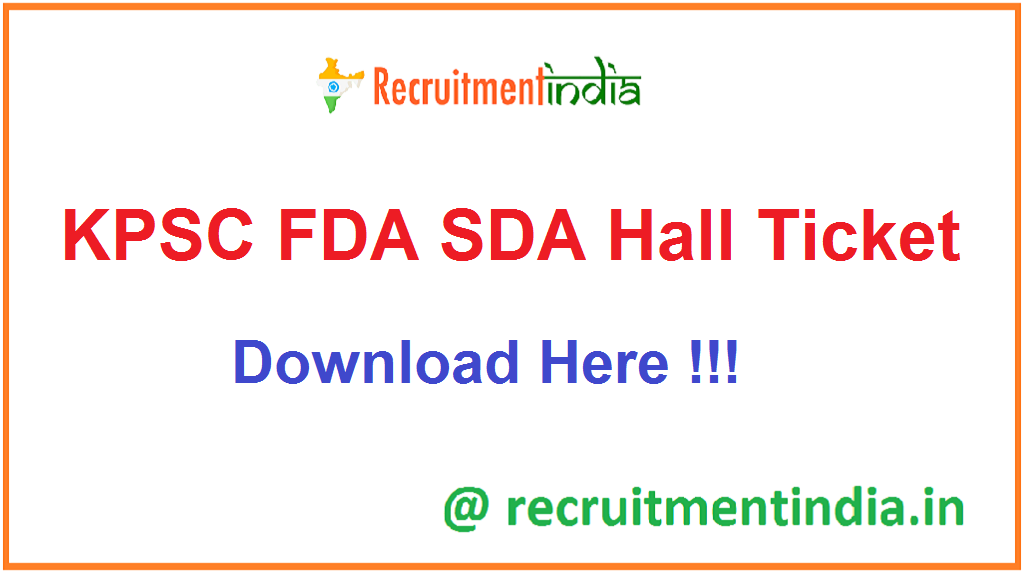 KPSC FDA SDA Hall Ticket 