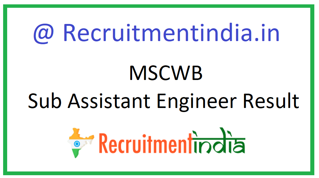 MSCWB Sub Assistant Engineer Result