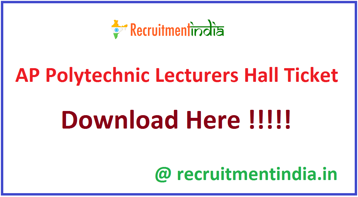 AP Polytechnic Lecturers Hall Ticket
