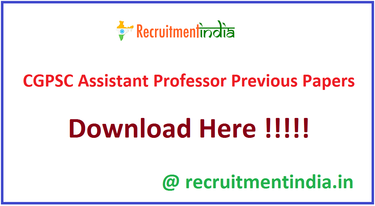 CGPSC Assistant Professor Previous Papers