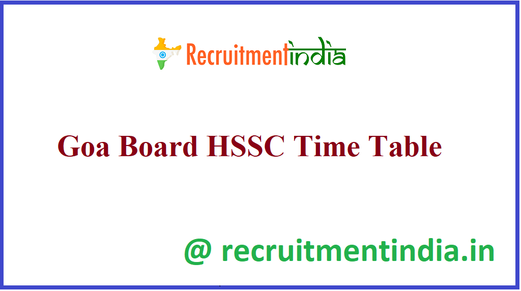 Goa Board HSSC Time Table