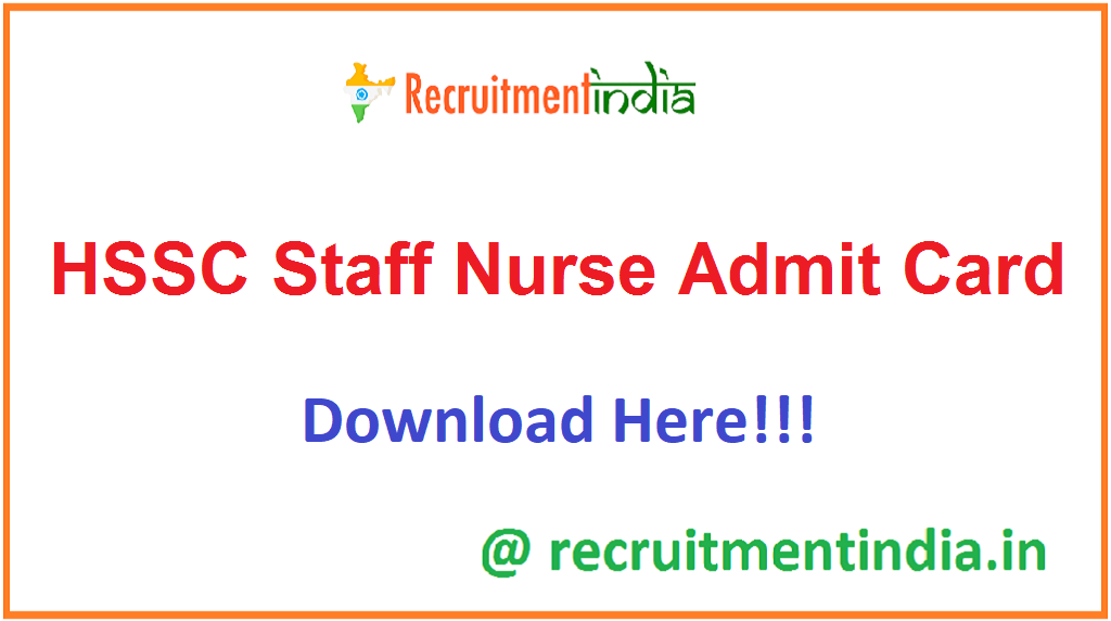 HSSC Staff Nurse Admit Card 