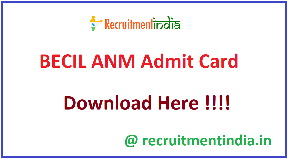 BECIL ANM Admit Card
