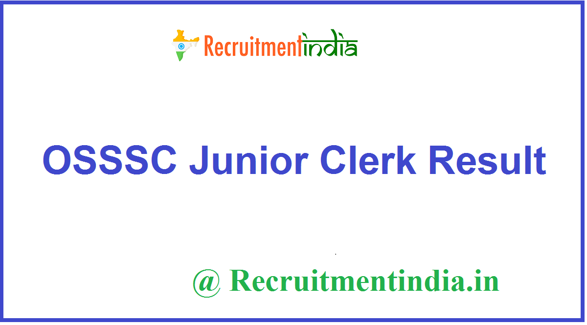 OSSSC Junior Clerk Result 