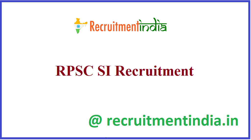 RPSC SI Recruitment 