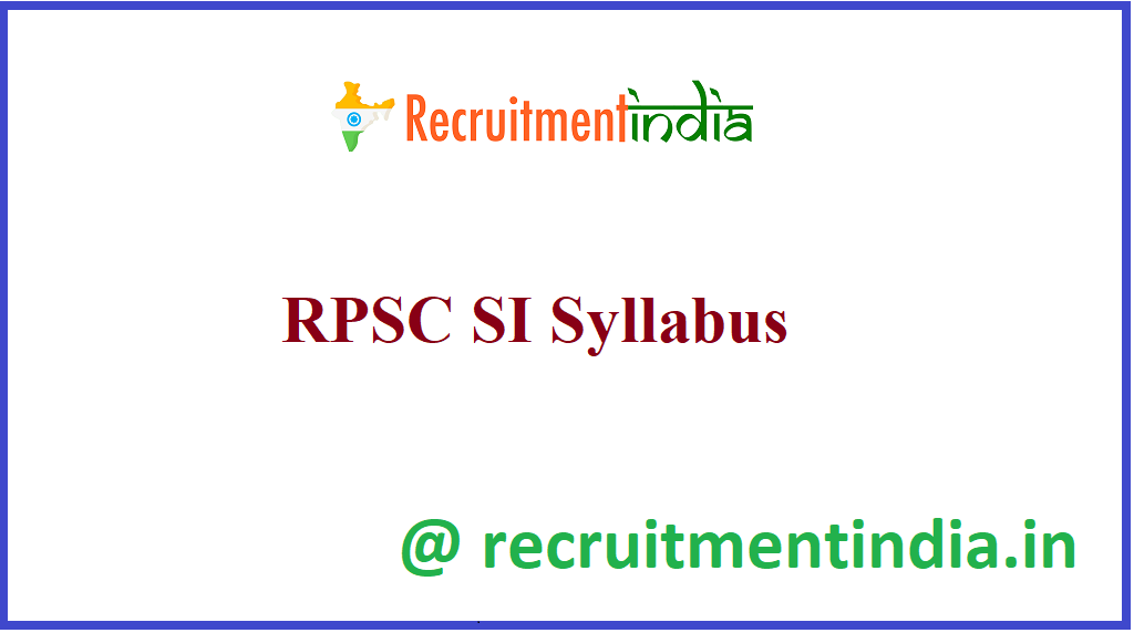 RPSC SI Syllabus