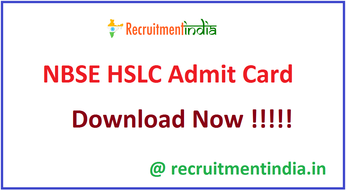 NBSE HSLC Admit Card