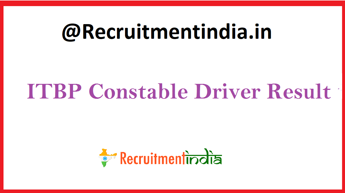 ITBP Constable Driver Result