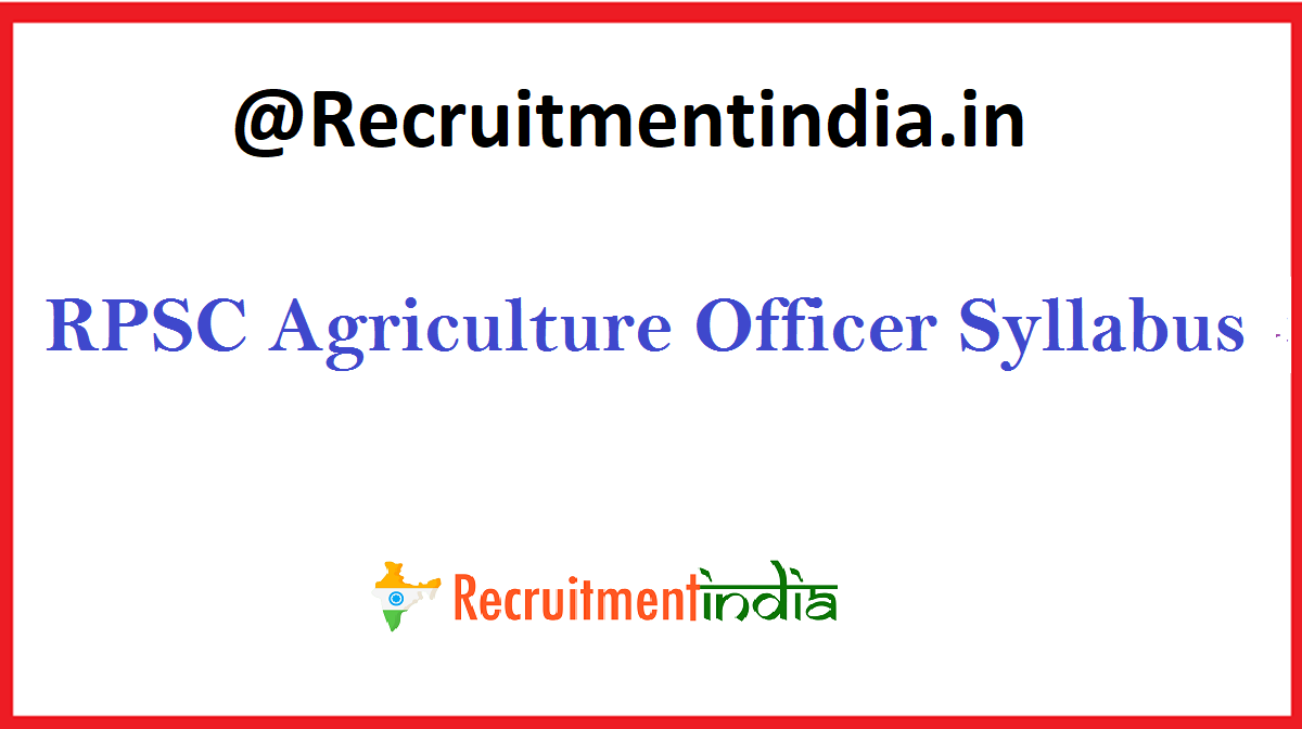 RPSC Agriculture Officer Syllabus