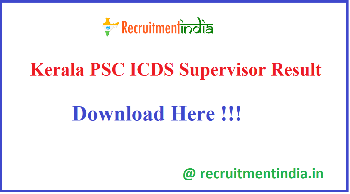 Kerala PSC ICDS Supervisor Result 