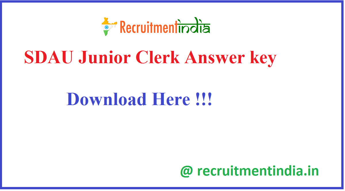 SDAU Junior Clerk Answer key
