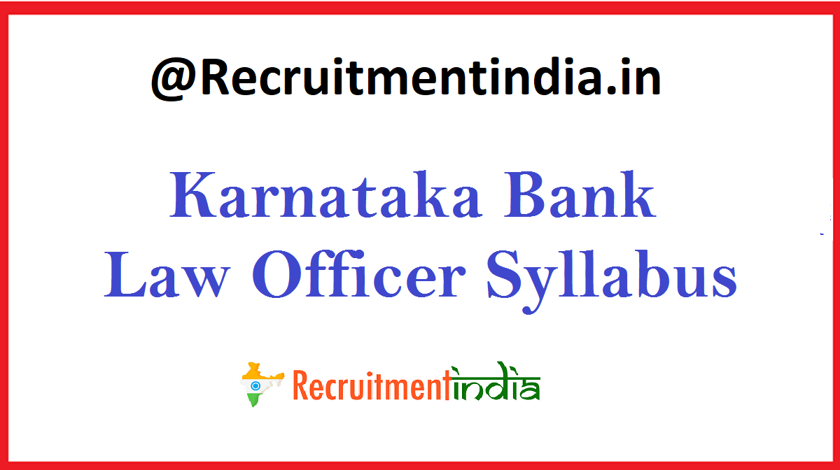 Karnataka Bank Law Officer Syllabus