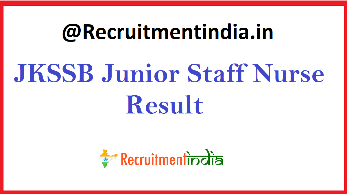 JKSSB Junior Staff Nurse Result 2020