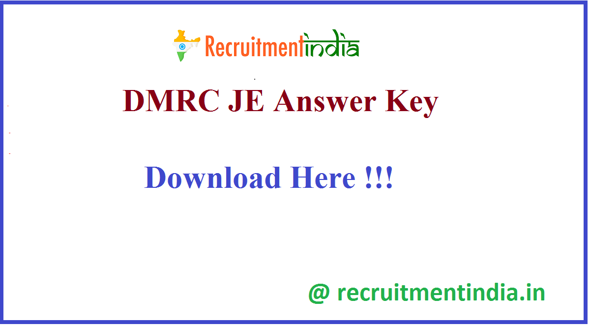 DMRC JE Answer Key 