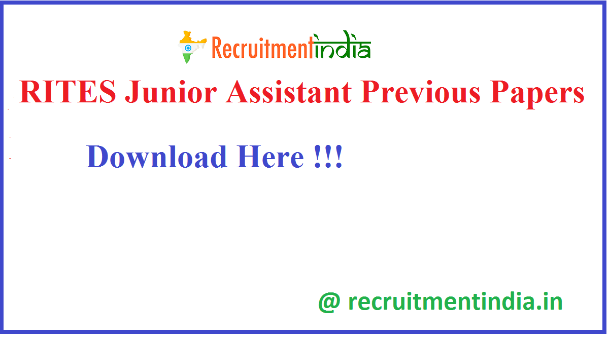 RITES Junior Assistant Previous Papers 