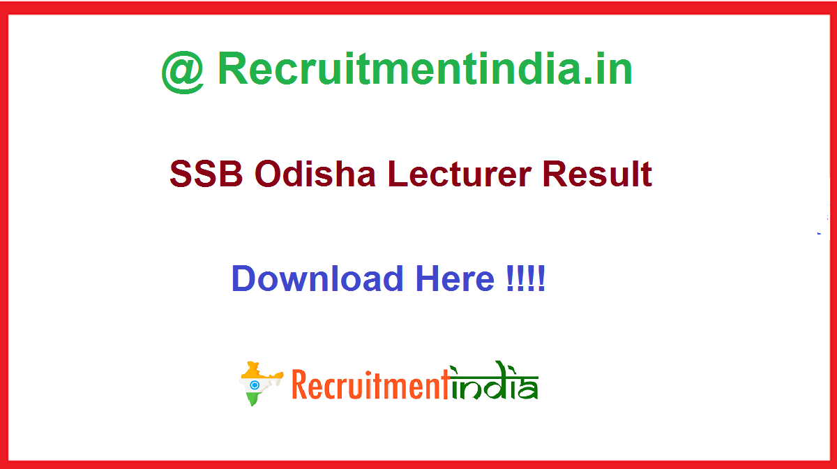 SSB Odisha Lecturer Result 