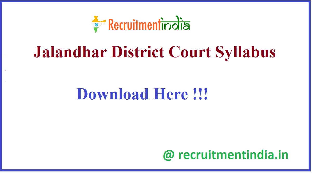 Jalandhar District Court Syllabus 