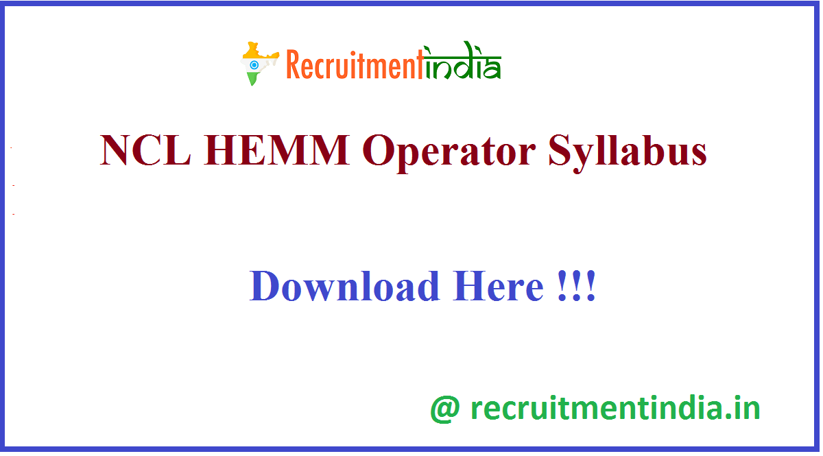 NCL HEMM Operator Syllabus 