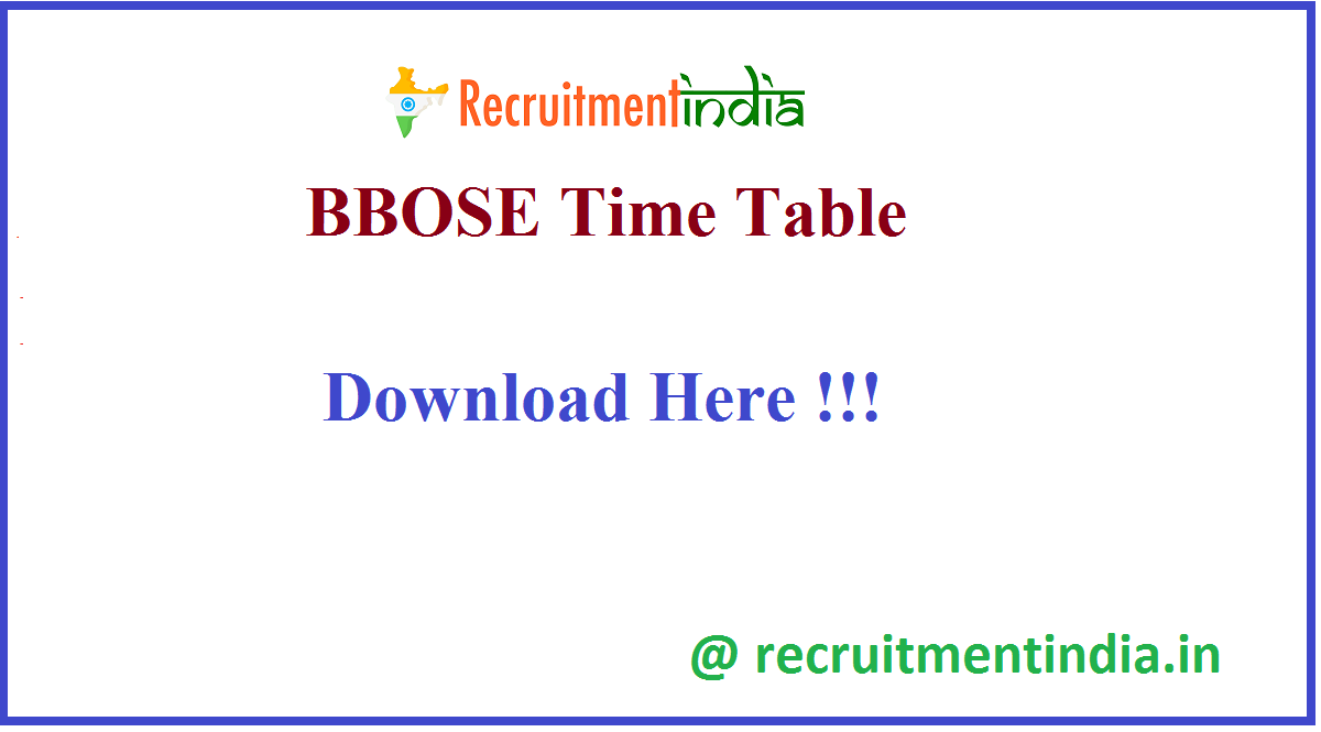BBOSE Time Table 