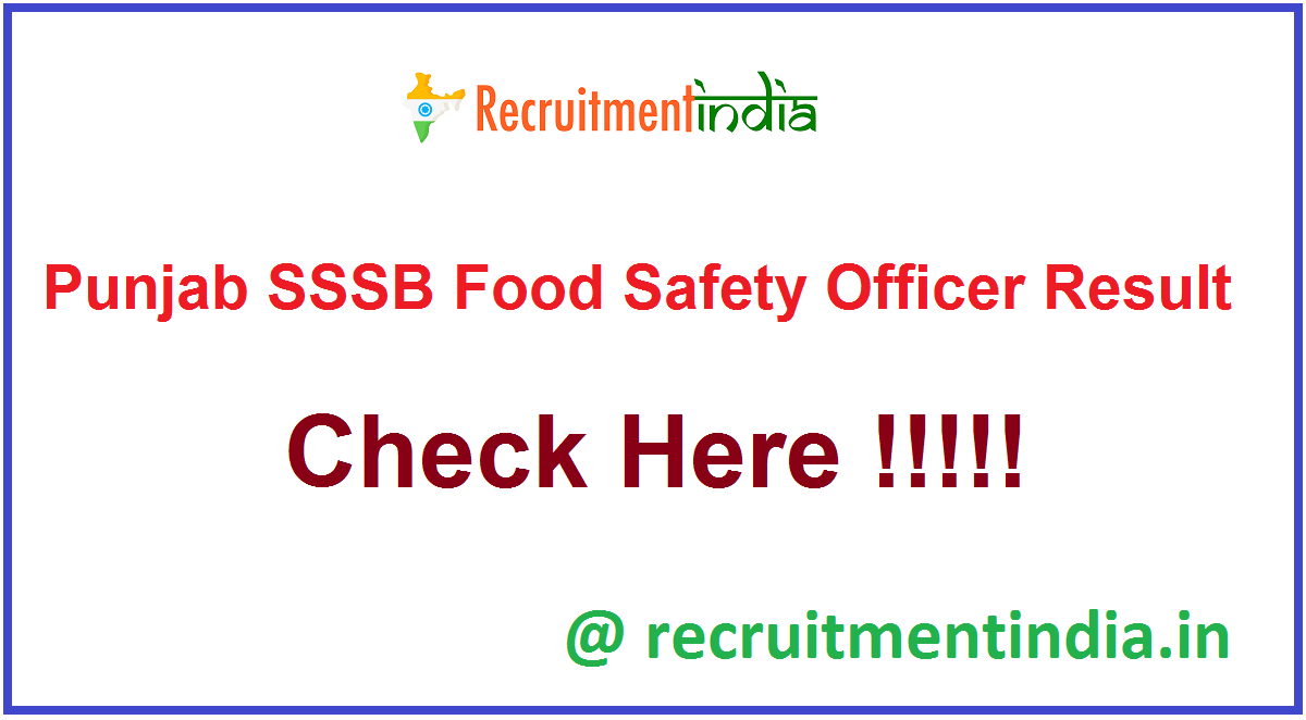 Punjab SSSB Food Safety Officer Result
