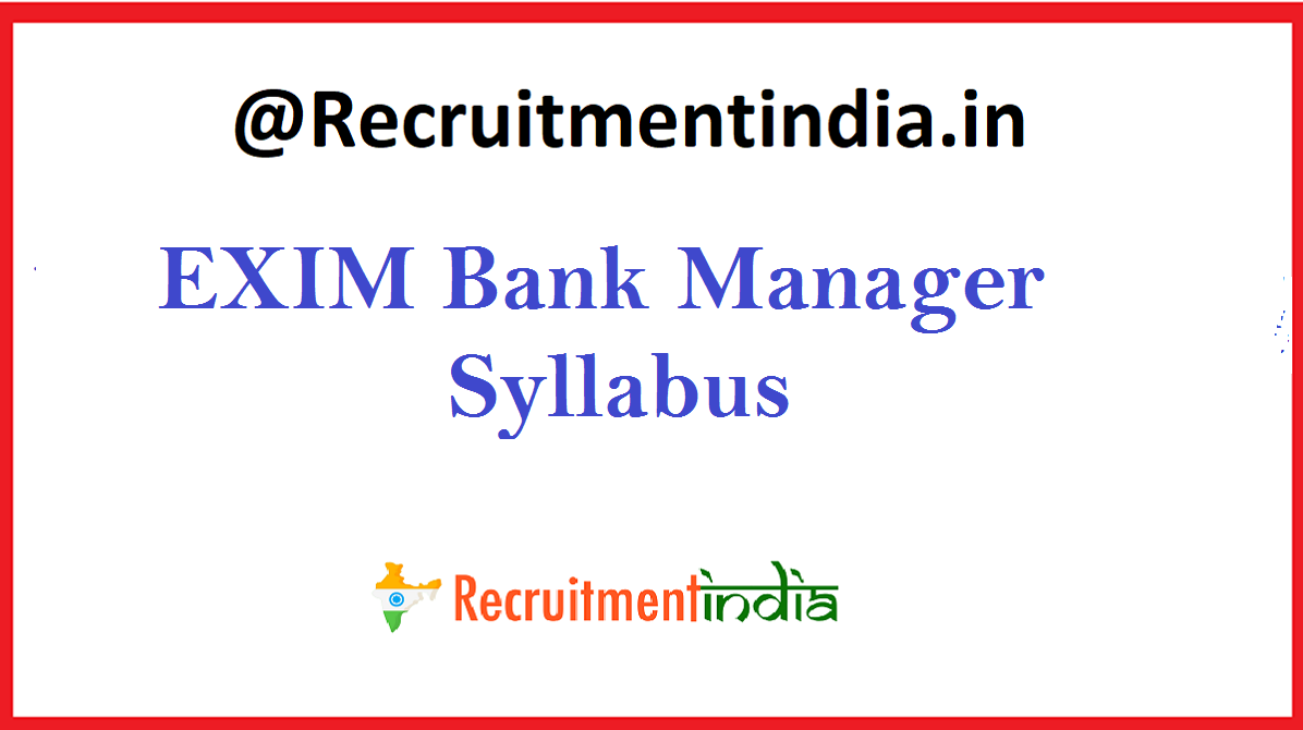 EXIM Bank Manager Syllabus