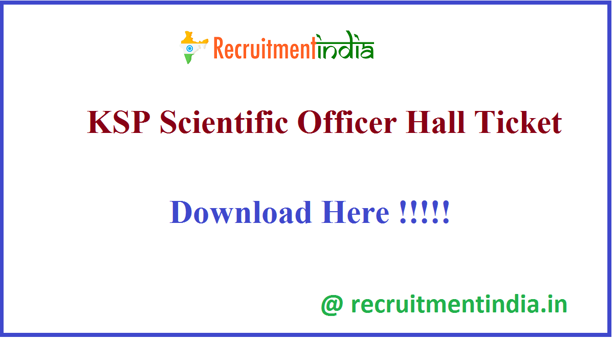 KSP Scientific Officer Hall Ticket 