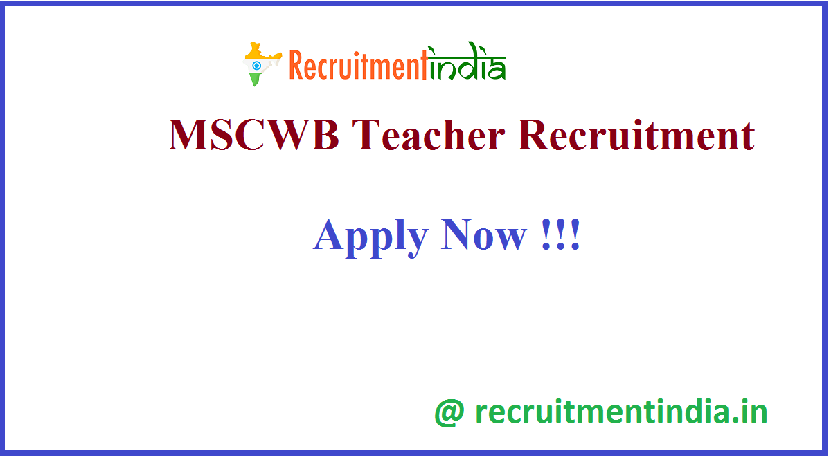 MSCWB Teacher Recruitment