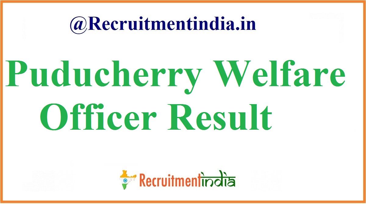 Puducherry Welfare Officer Result