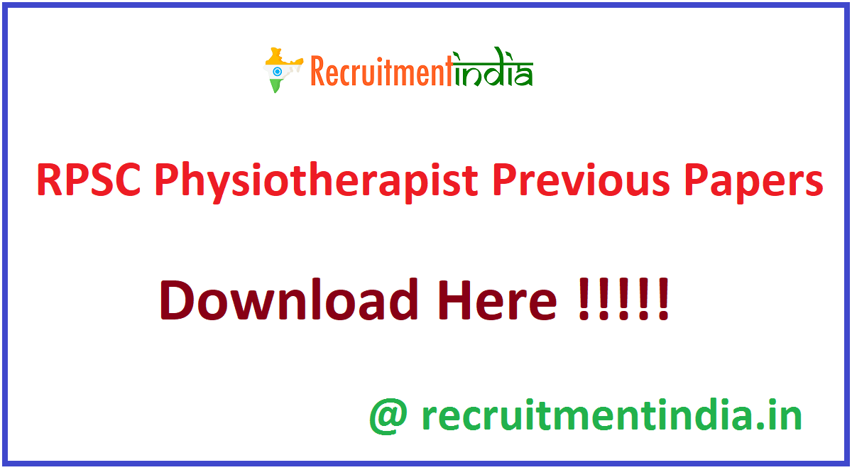 RPSC Physiotherapist Previous Papers