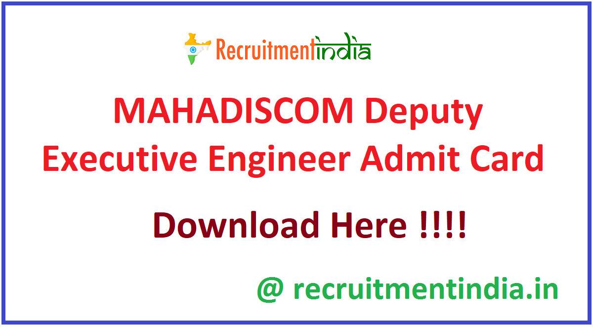 MAHADISCOM Deputy Executive Engineer Admit Card