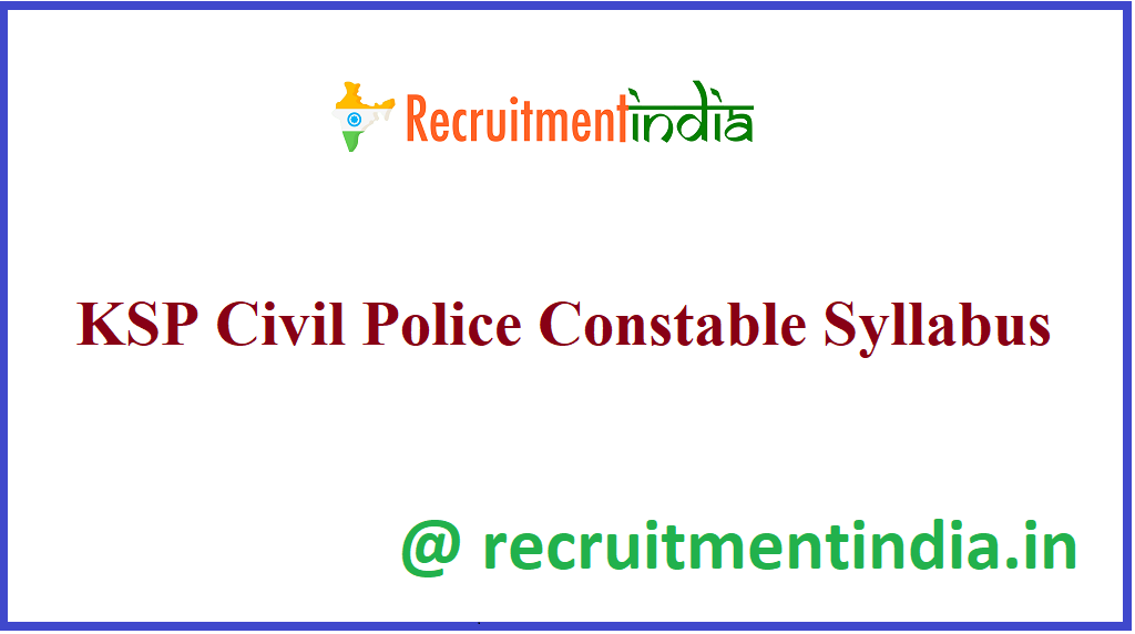 KSP Civil Police Constable Syllabus
