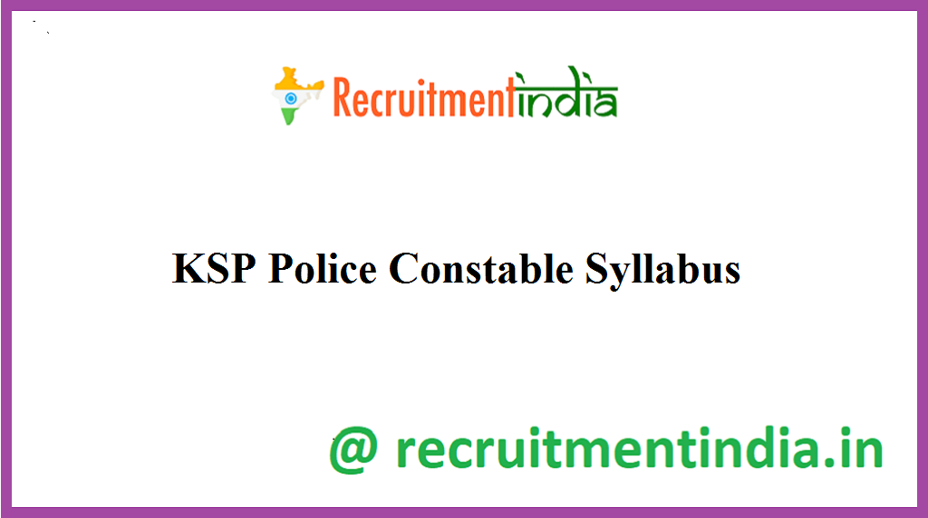 KSP Police Constable Syllabus