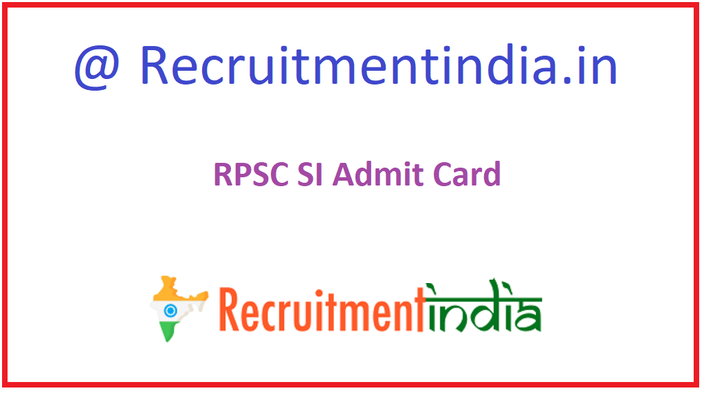 RPSC SI Admit Card