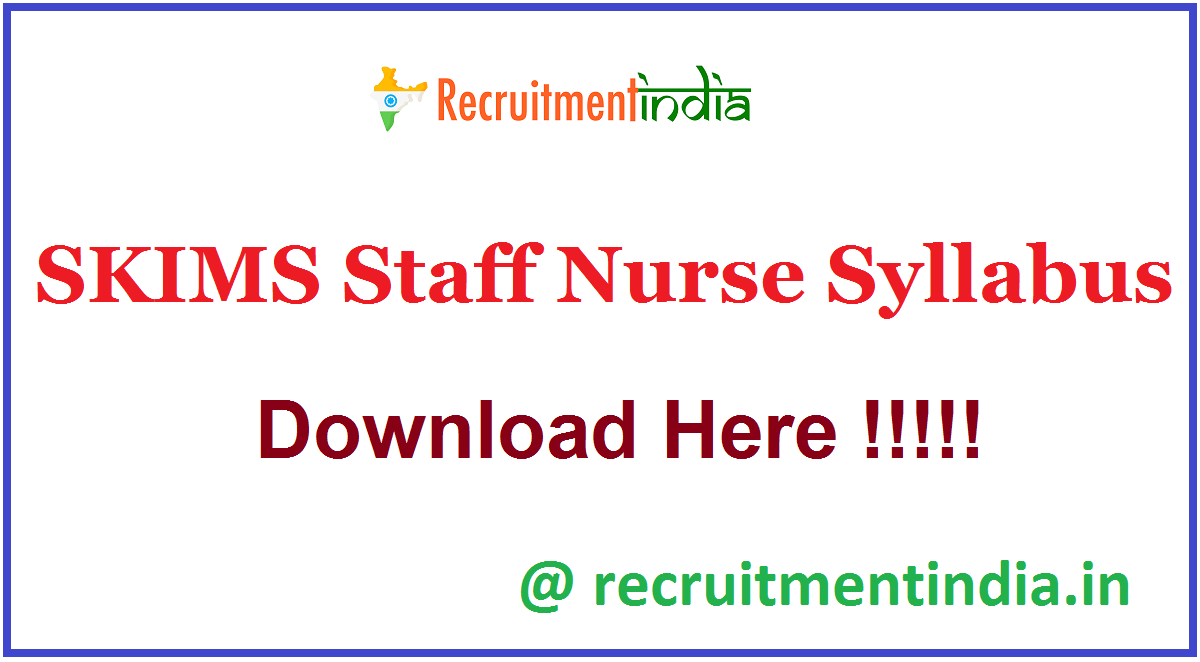 SKIMS Staff Nurse Syllabus