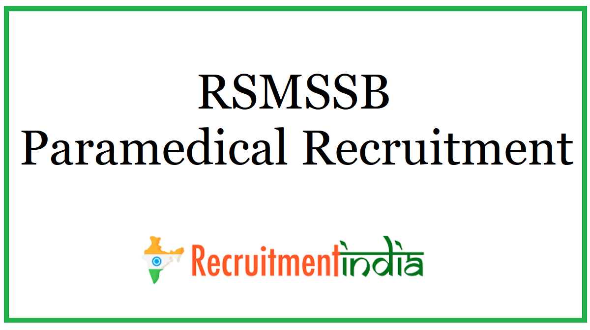 RSMSSB Paramedical Recruitment 2020
