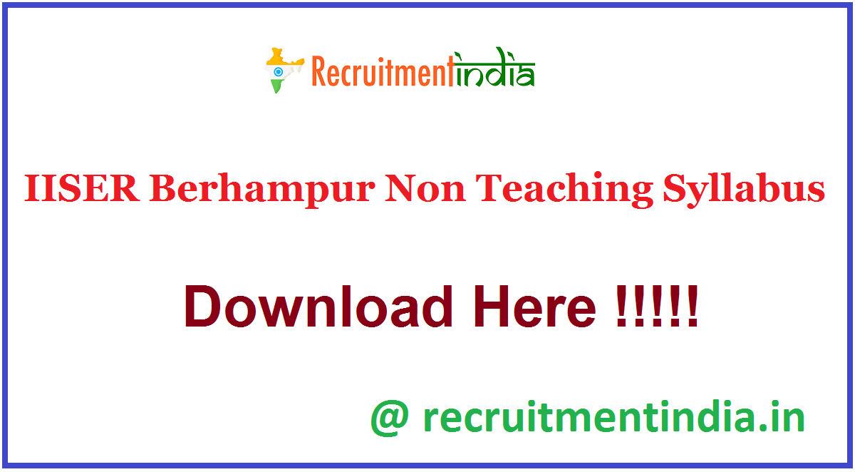 IISER Berhampur Non Teaching Syllabus